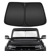 ARISMOTOR windshield sunshade for Ford Bronco 2021-2026 shields the cabin from UV rays.
