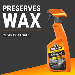 Glass surface treated with Armor All Extreme Bug & Tar Remover for streak-free buff.