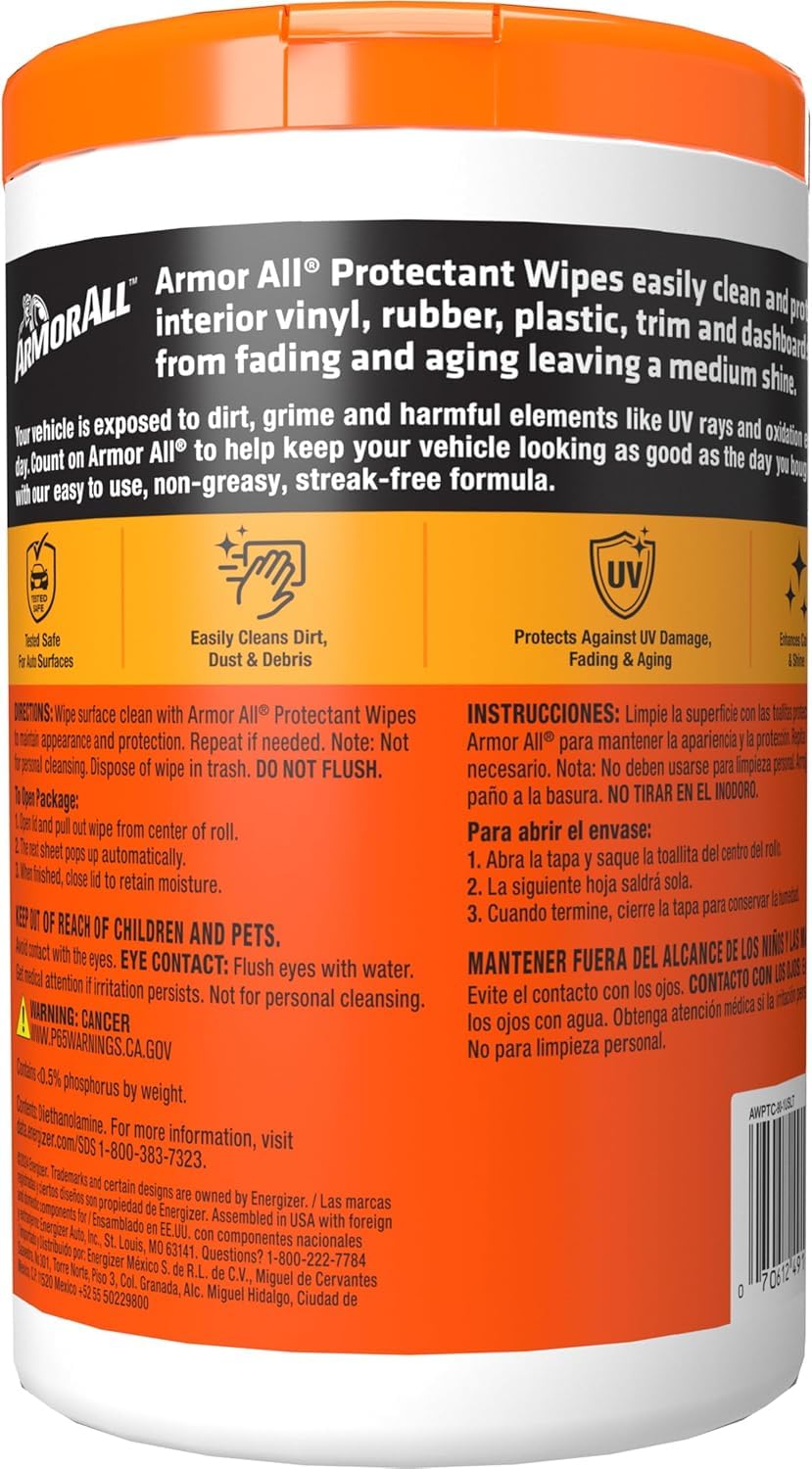 Packaging and design of Armor All interior protectant wipes