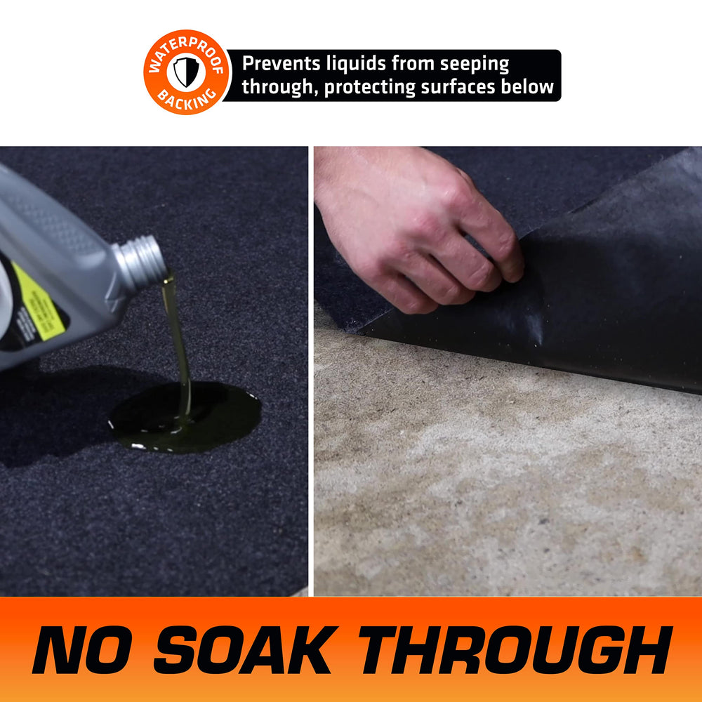 Armor All oil spill mat with waterproof backing prevents staining on floors.