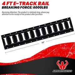 ARMORLOGISTICS e-track rail shown with ratchet straps securing a trailer load.