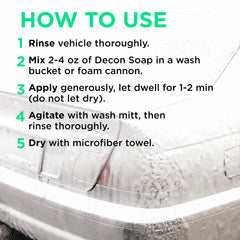 Dirt and grime lifting from a vehicle with Armour Decon Soap