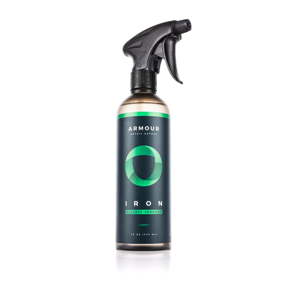Armour Detail Supply iron remover bottle demonstrates safe, non-acid formula for wheels.