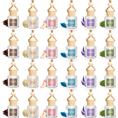 AROIC 24-pack car air fresheners with packaging display for easy selection in the car interior.