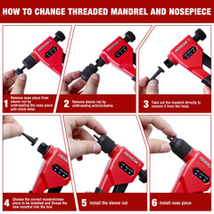 Arrow Rivnut Tool ergonomic handle reduces hand fatigue.