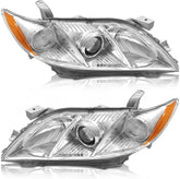 AS Camry headlight left chrome housing with clear lens improves nighttime visibility