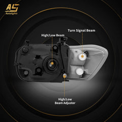 AS headlight assembly for Sequoia 2005-2007, chrome housing, passenger-side view.
