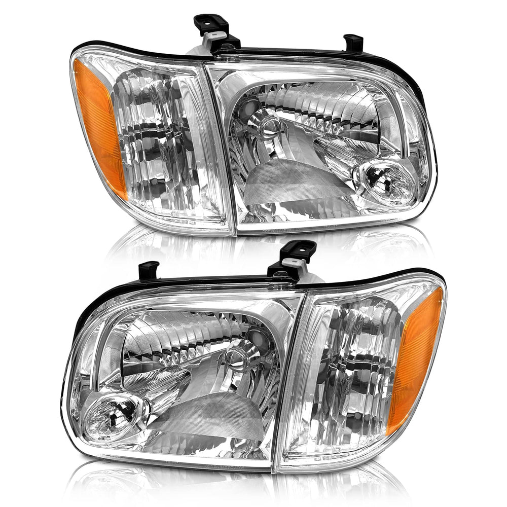 AS headlight assembly for Toyota Tundra double cab, chrome housing, driver-side view.