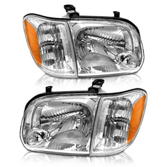 AS headlight assembly for Toyota Tundra double cab, chrome housing, driver-side view.