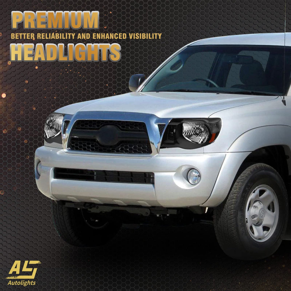 AS headlight front view shows black housing and amber reflector design.
