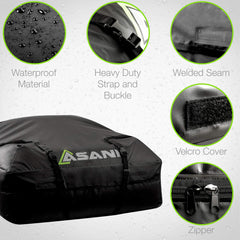 Asani roof bag offers 15 cu ft interior for camping gear.