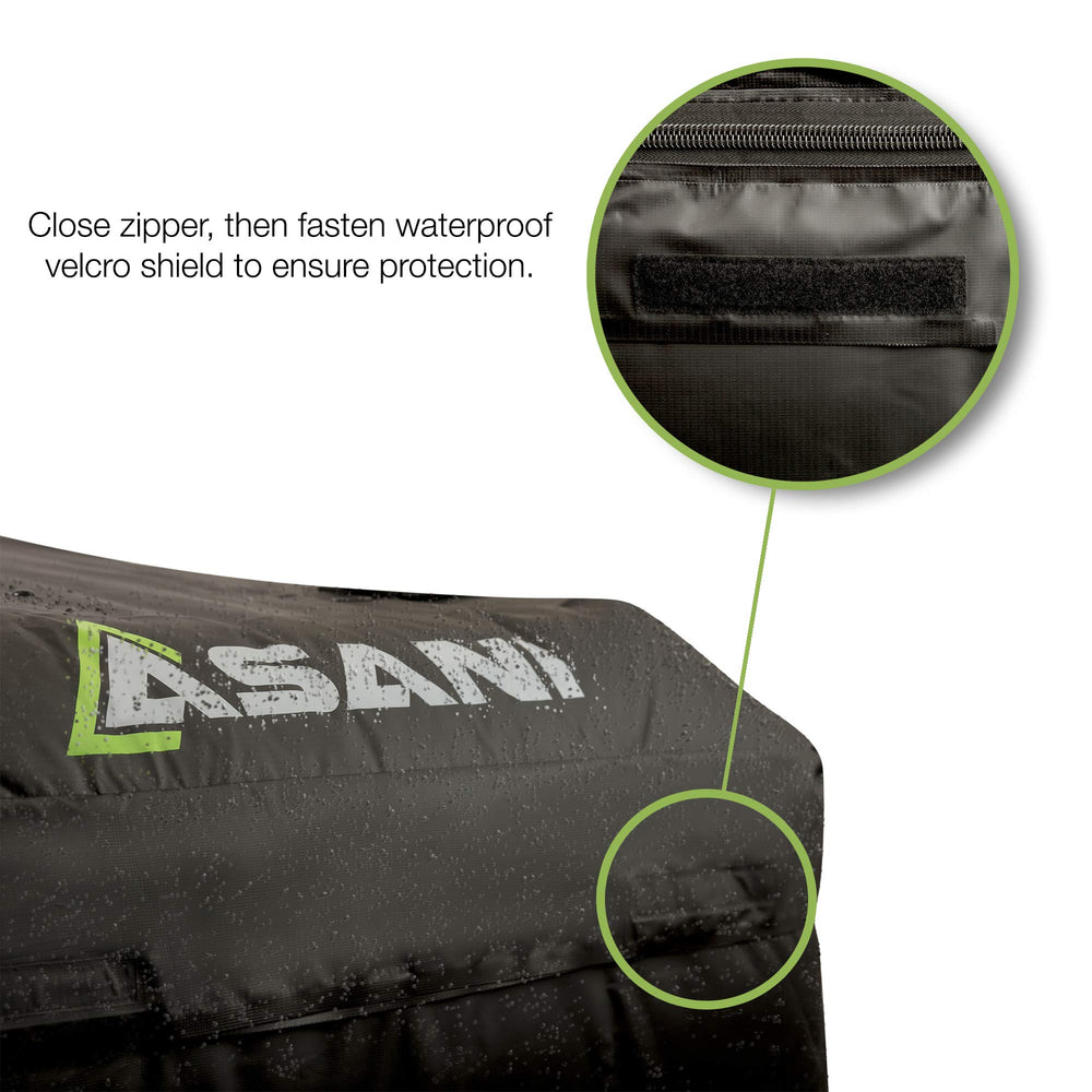 Asani eight-straps design enables secure mounting on roof racks.