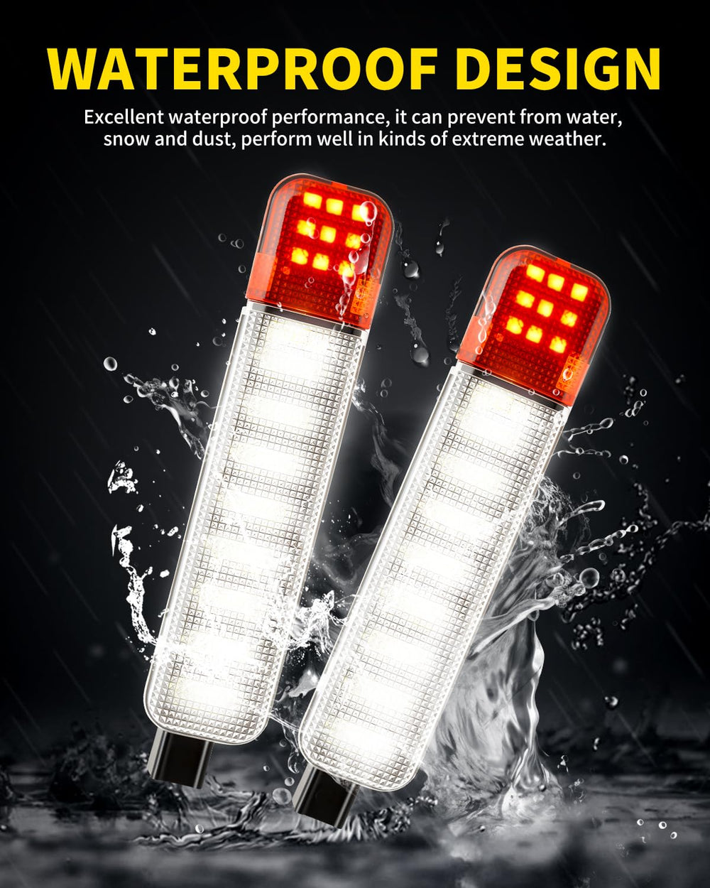 Asgohme LED door-panel light ABS housing close-up shows weatherproof build.