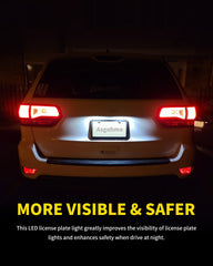 Asgohme LED license plate light compared to halogen improves rear-plate visibility.