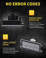 Asgohme LED license plate light features a durable, weather-resistant housing.