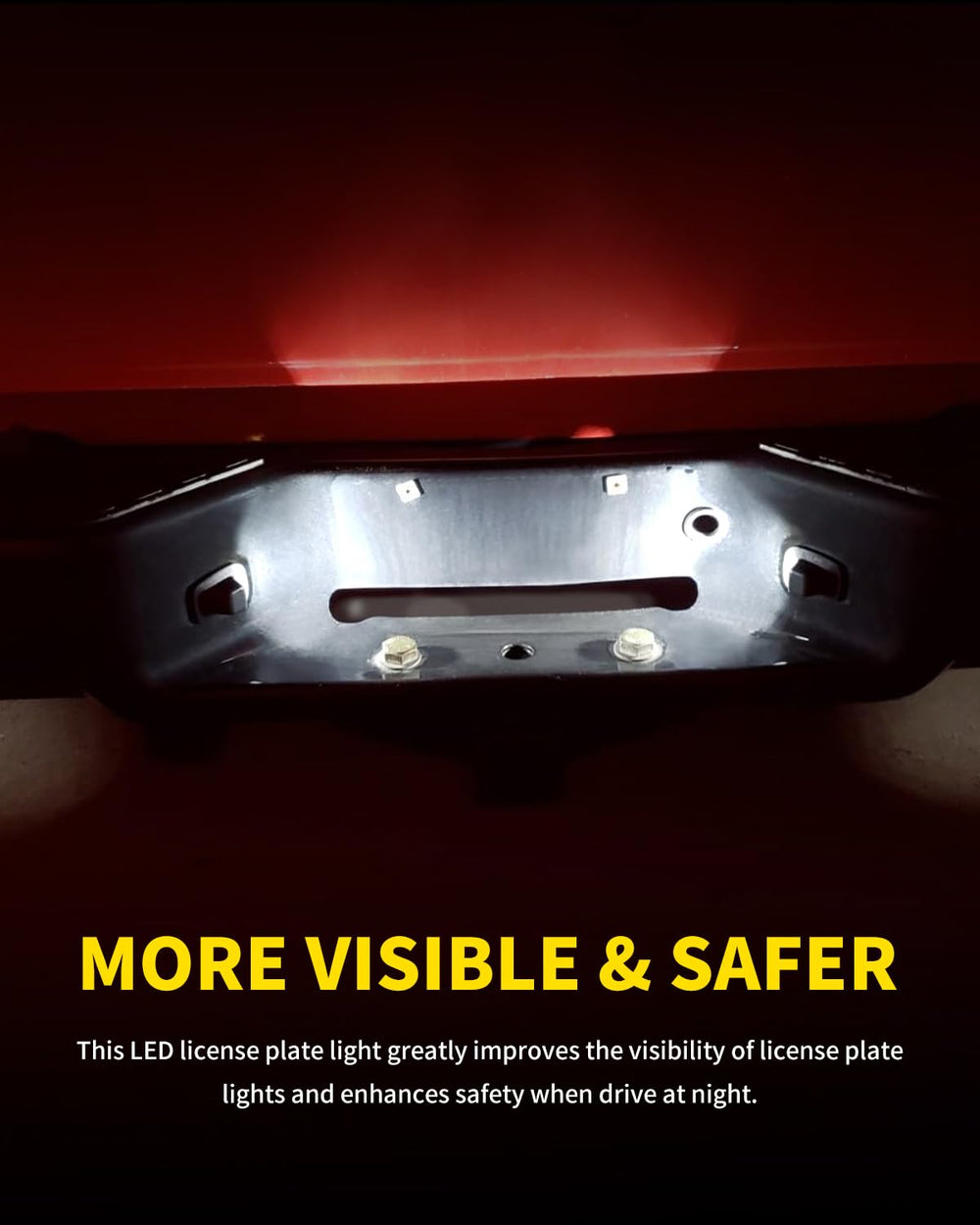 Asgohme LED license plate lights – DOT SAE approved part for street-legal use.