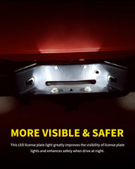 Asgohme LED license plate lights – DOT SAE approved part for street-legal use.