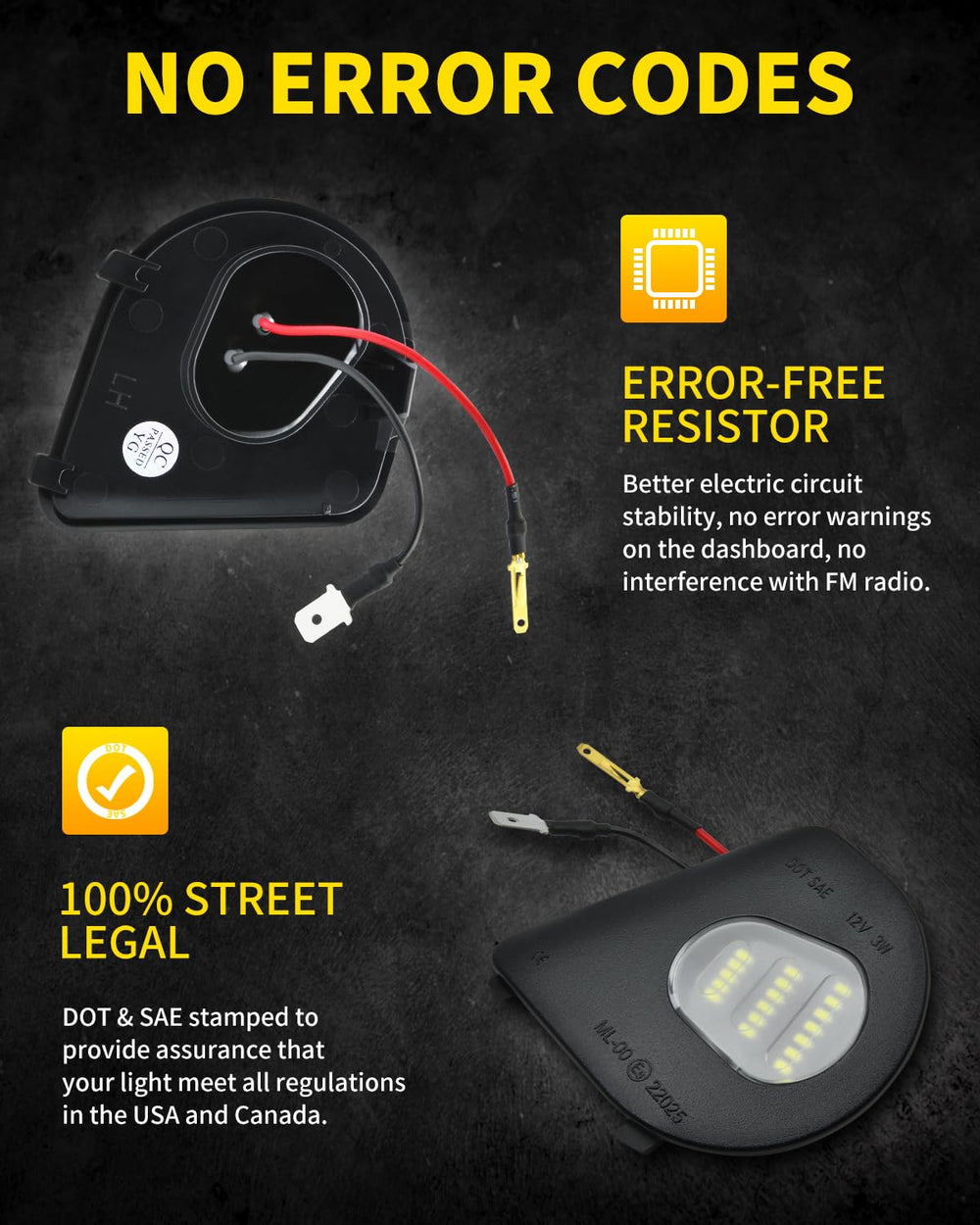 Asgohme LED side mirror housing with IP67 seal indicating weather resistance