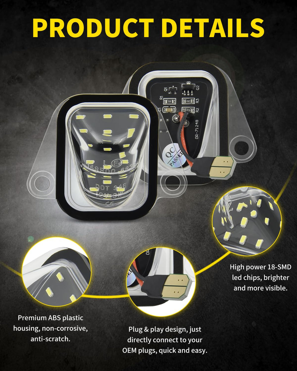 Asgohme IP66 waterproof license plate lights designed for all-weather reliability.