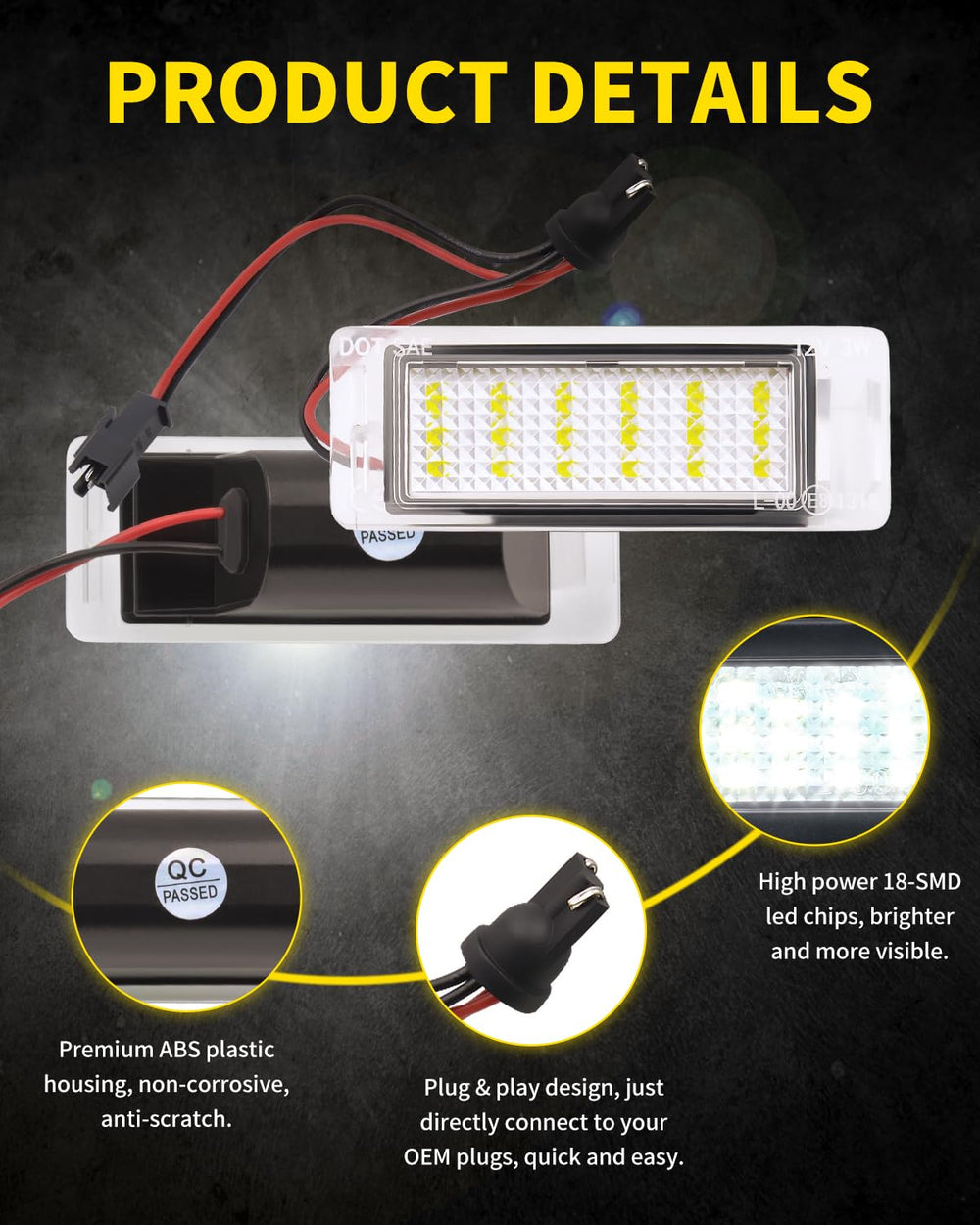 Asgohme IP66 waterproof license plate light resists rain and grime.