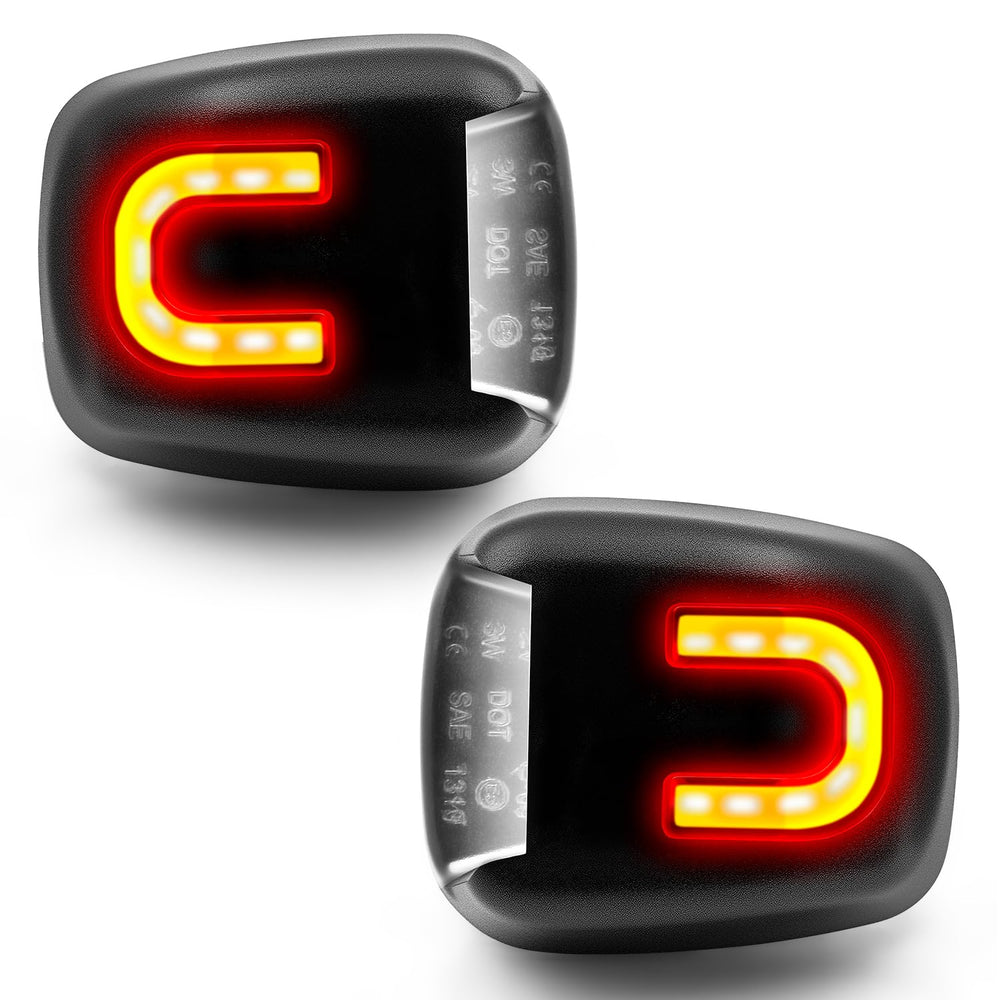 Asgohme white LED license plate lights with red U-strip, front-angle for clear plates.