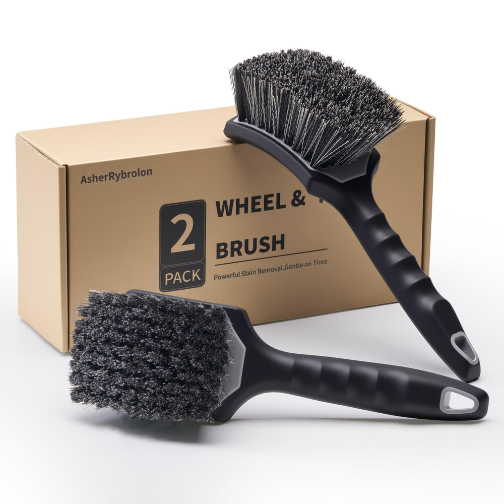 AsherRybrolon two-pack wheel brush kit for efficient tire and wheel cleaning