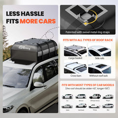 Asinking car rooftop bag features a combination lock for added luggage security