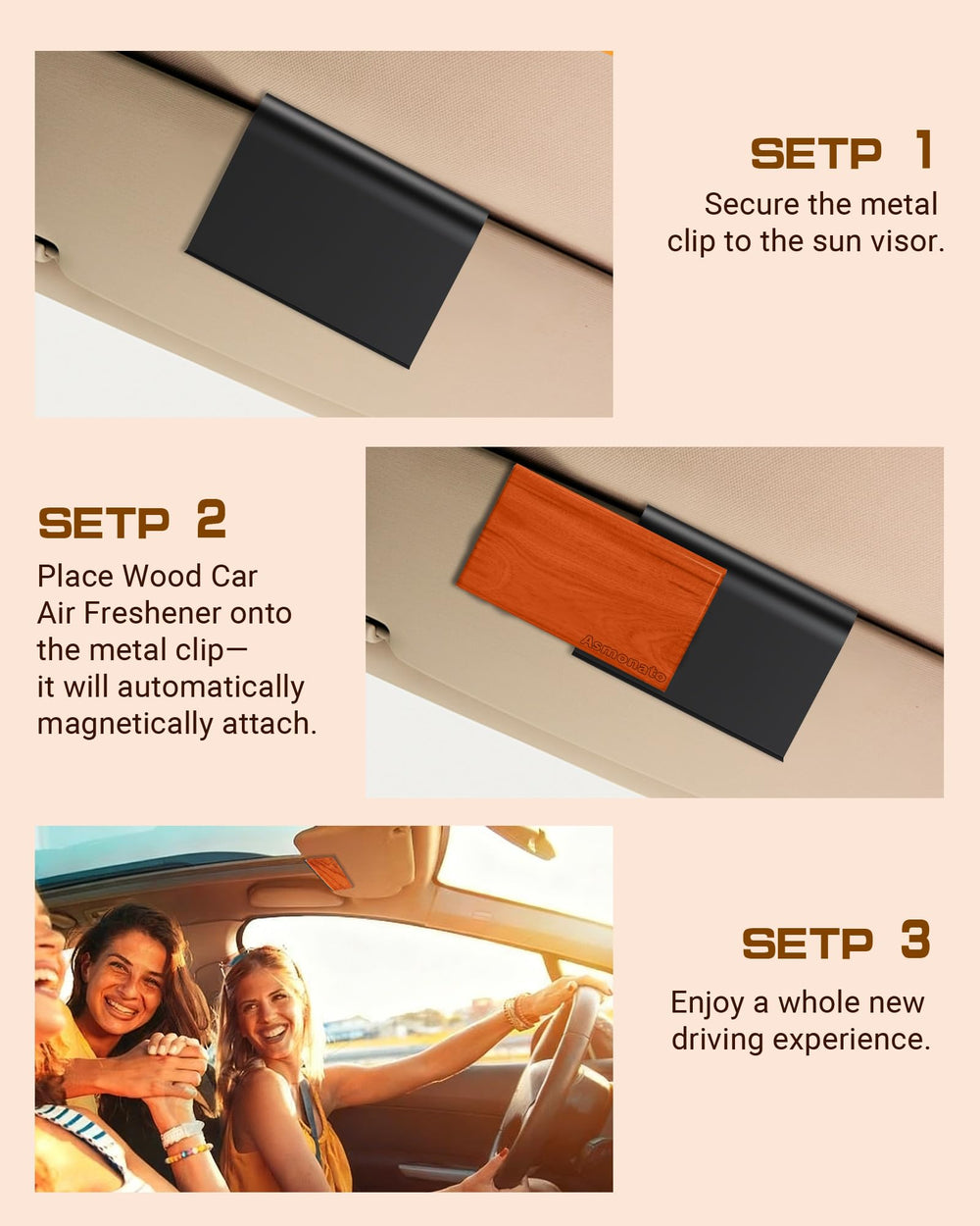 Asmonato visor clip magnetic installation allows quick, tool-free setup.