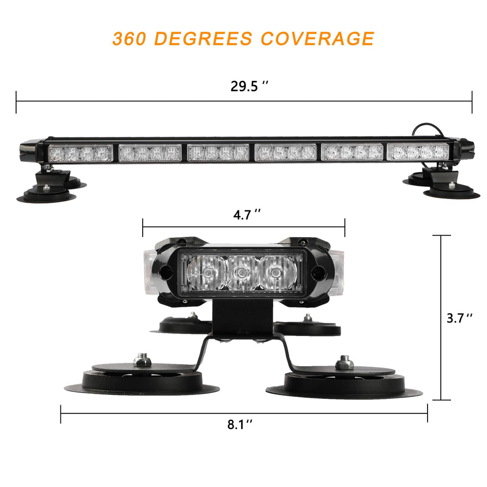 ASPL 29.5-inch strobe on side with magnets for rooftop mounting