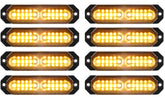 ASPL 8Pcs Sync Ultra Slim 12-LED strobe lights mounted on grille for daytime visibility.