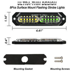 ASPL 8Pcs sync strobe light 12-24V universal install on vehicles