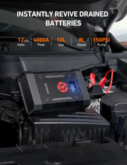 AstroAI A30 jump starter showcasing 4000A peak power for fast starts.