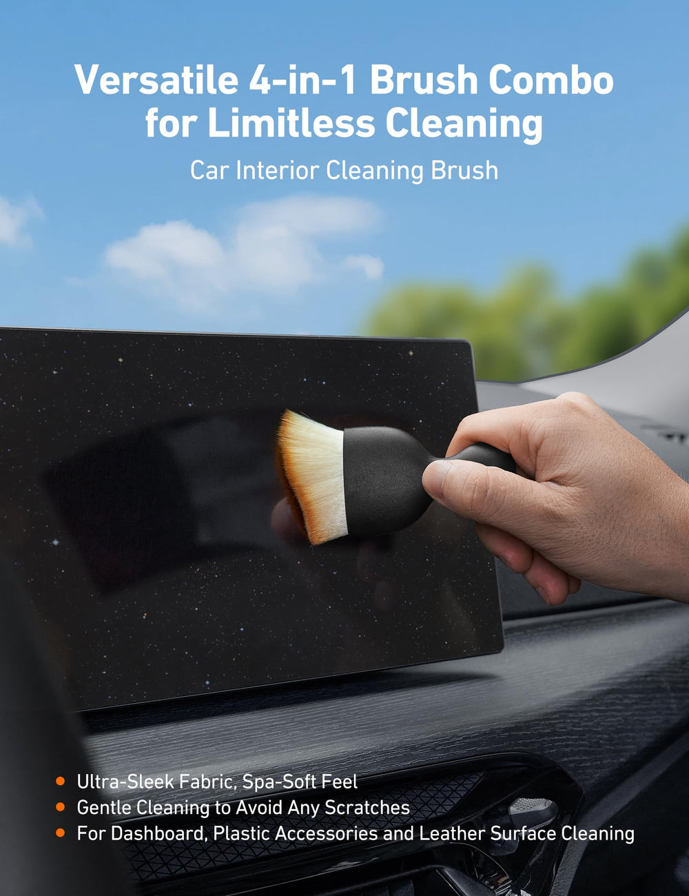 AstroAI bristle brush for textured areas while protecting finishes