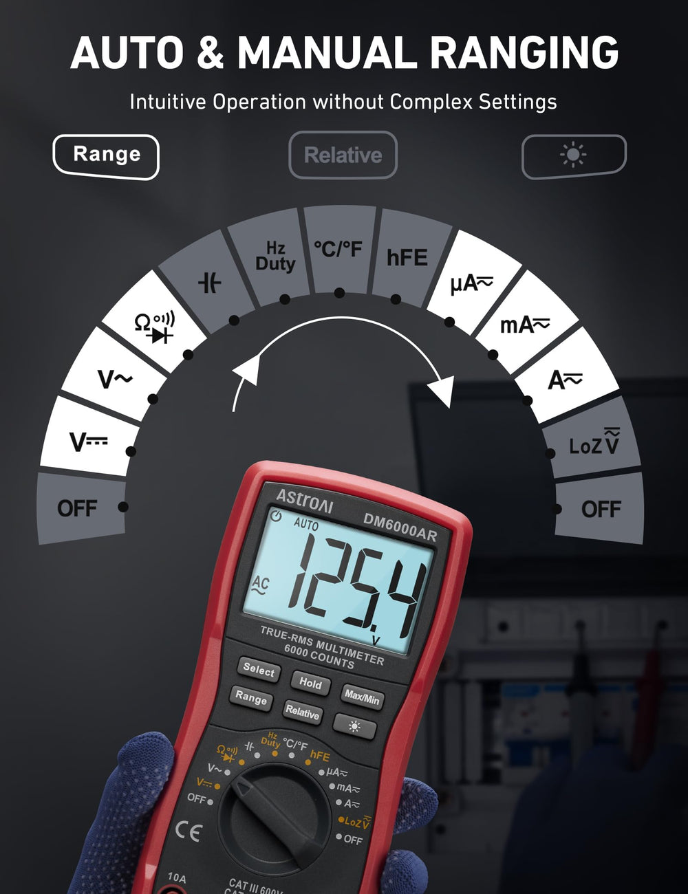 AstroAI auto-ranging function speeds measurements across ranges