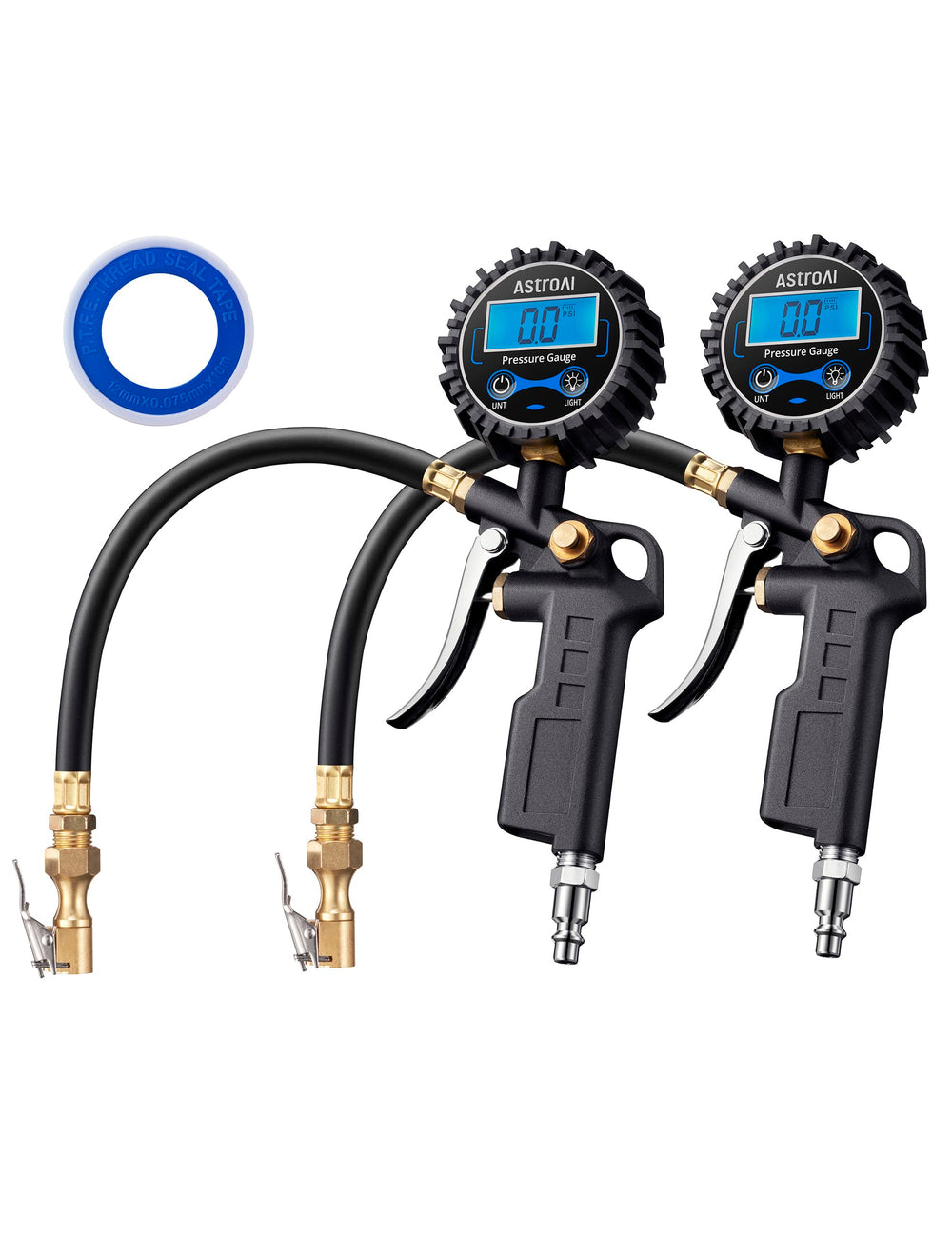 AstroAI digital tire gauge display shows precise PSI for safe inflation.