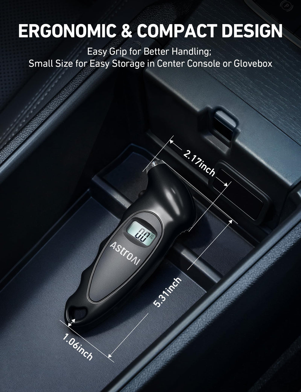 AstroAI ergonomic handle offers a comfortable grip during checks.