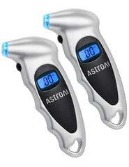 AstroAI digital tire pressure gauge front view with backlit display for accurate readings