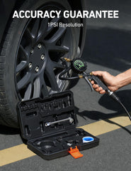 AstroAI heavy-duty air chuck connects securely for quick inflation.
