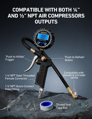 AstroAI inflator hose with quick-connect for fast tire checks.