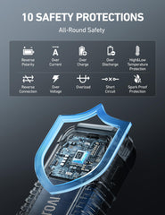 AstroAI P10 with jumper cables and accessories laid out