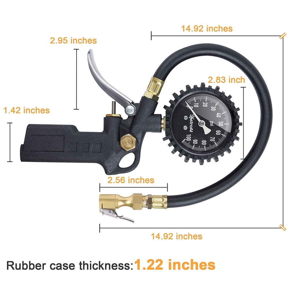 AstroAI portable air pump with gauge speeds tire checks and adjustments.