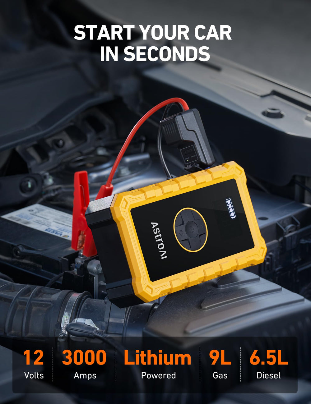 AstroAI S8 air compressor 150psi delivers fast tire inflation on the go.