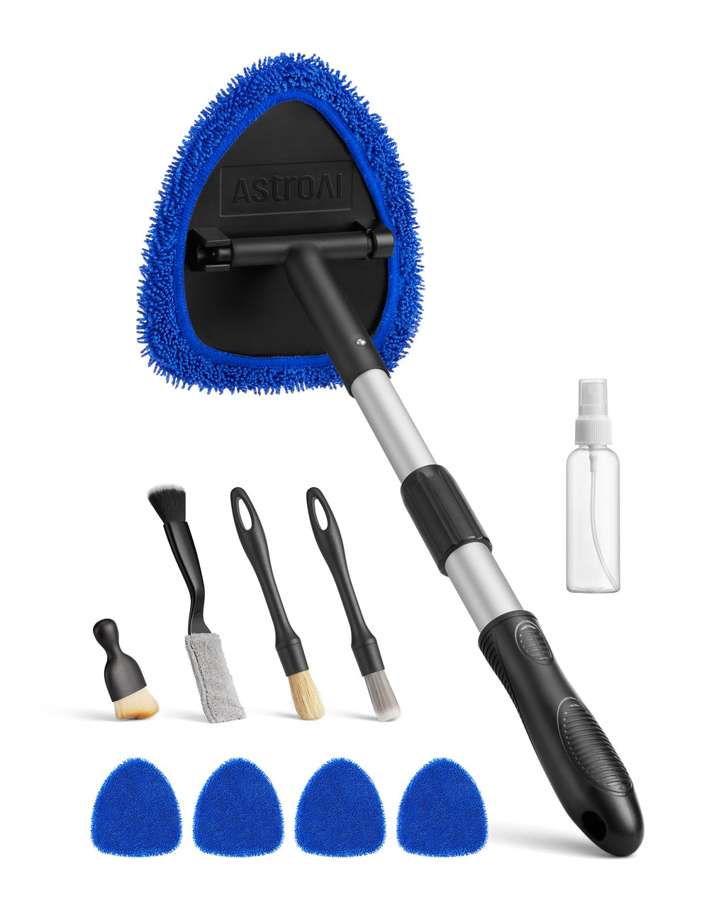 AstroAI windshield cleaner kit assembly showing complete interior detailing setup