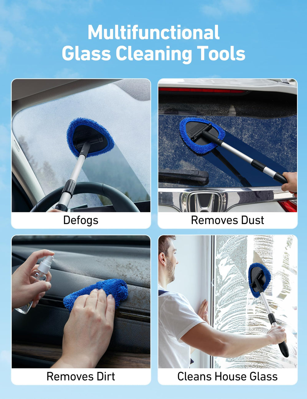 AstroAI rotatable cleaning head reaches tight spots without bending.