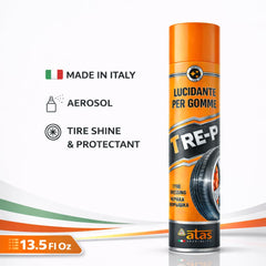 ATAS Speciality Tire Shine Spray being applied for a uniform tire shine