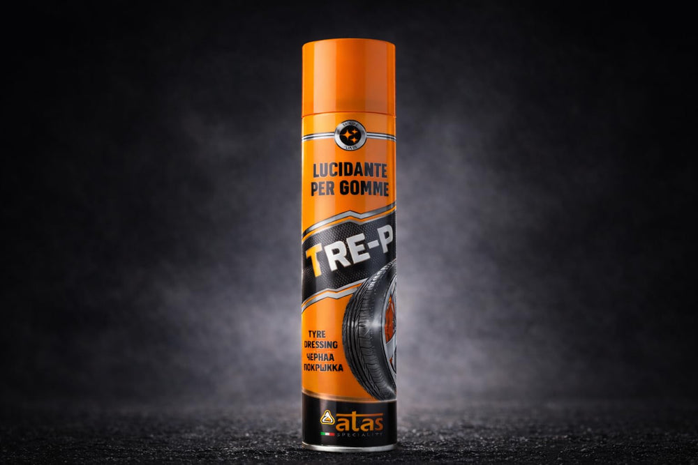 ATAS Speciality Tire Shine Spray on RV tires with deep, lasting shine