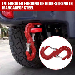 ATENGIDR S-Hook connected to winch cable demonstrates quick-release operation.