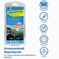ATG dashboard repair kit hardening powder fixes rigid surfaces like plastic.
