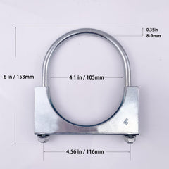 Atokrtact 4-inch heavy-duty exhaust U-bolt clamp front view showing robust construction