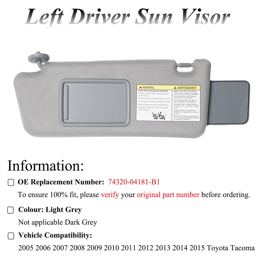 ATPSTOGO left driver visor assembly with built-in mirror for vanity use